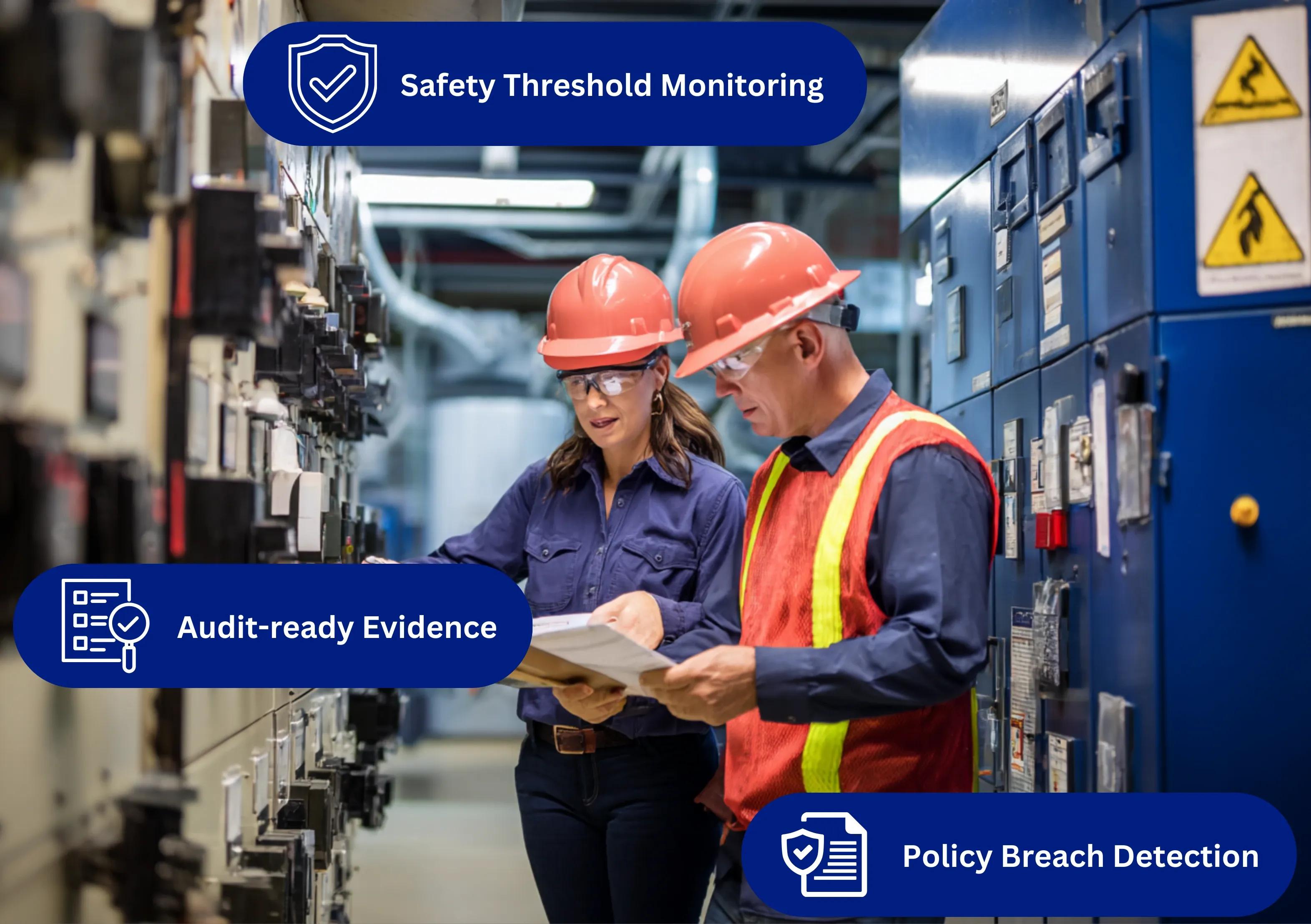 Digital dashboard displaying safety compliance status and inspection records for utility assets.