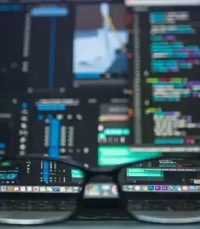 Developer writing code to create a custom business dashboard interface
