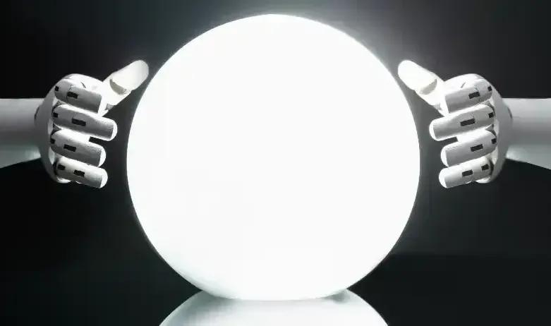 AI robot holding a glowing orb to represent demand forecasting of future trends