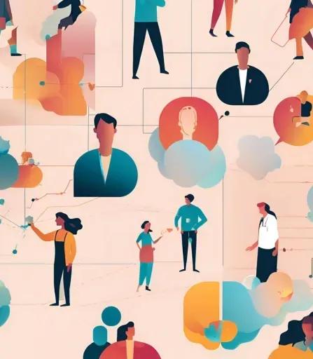 Corporate illustration of teams analysing workforce data with HR analytics