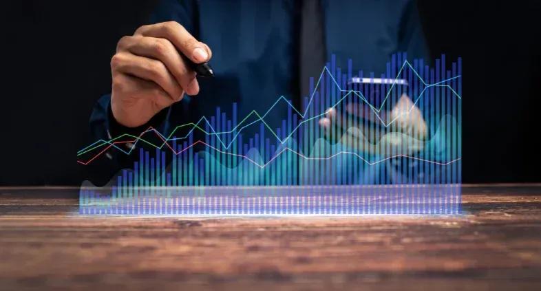 Person analysing stock data as part of market basket analysis