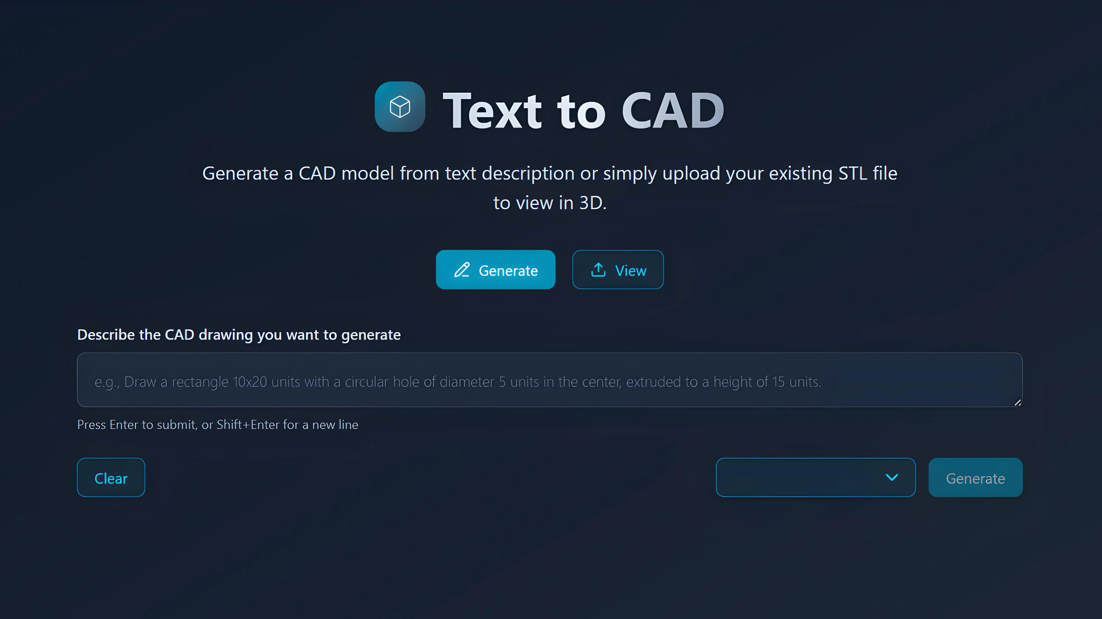 Text to CAD Mockup